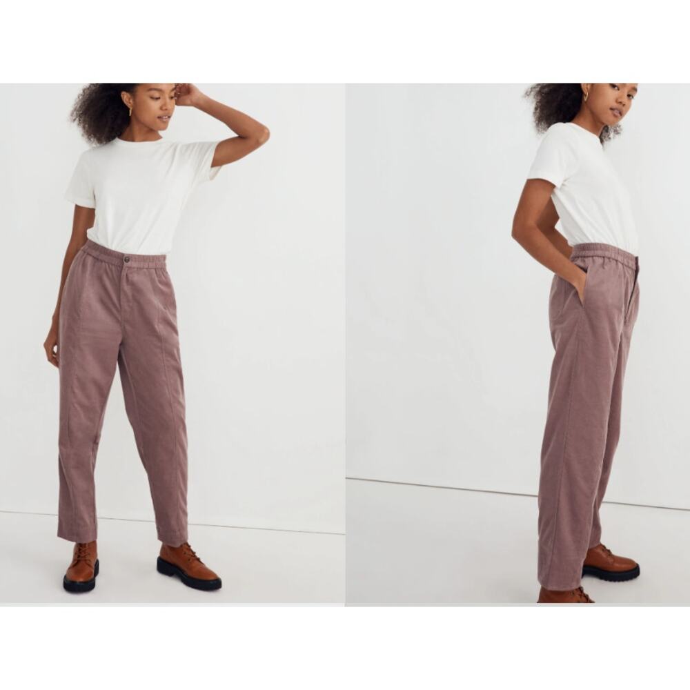 Madewell Pants Women’s XS Corduroy Pull-On Tapered Fig Carpenter‎ Workwear Chic